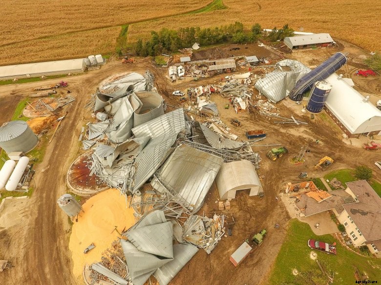 Devastation after a tornado tore through a Minnesota farm